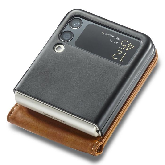 LC.imeeke - LC.IMEEKE Samsung Galaxy Z Flip3 Fodral PU Läder - Ljusbrun