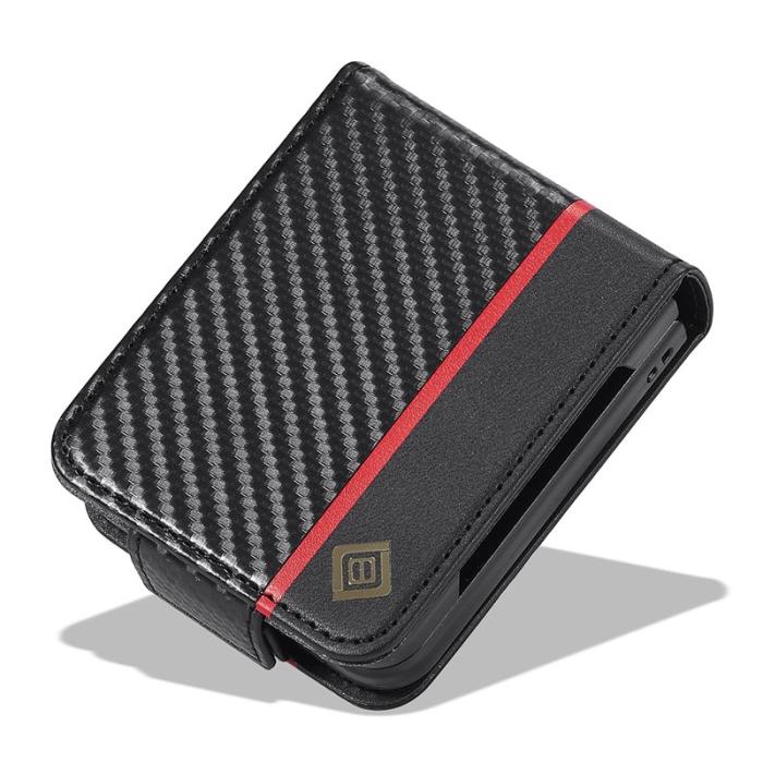 LC.imeeke - LC.IMEEKE Samsung Galaxy Z Flip3 Fodral PU Läder - Svart