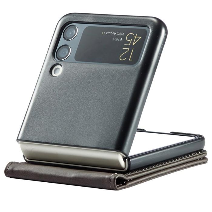 LC.imeeke - LC.IMEEKE Samsung Galaxy Z Flip4 Fodral Äkta läder - Grå