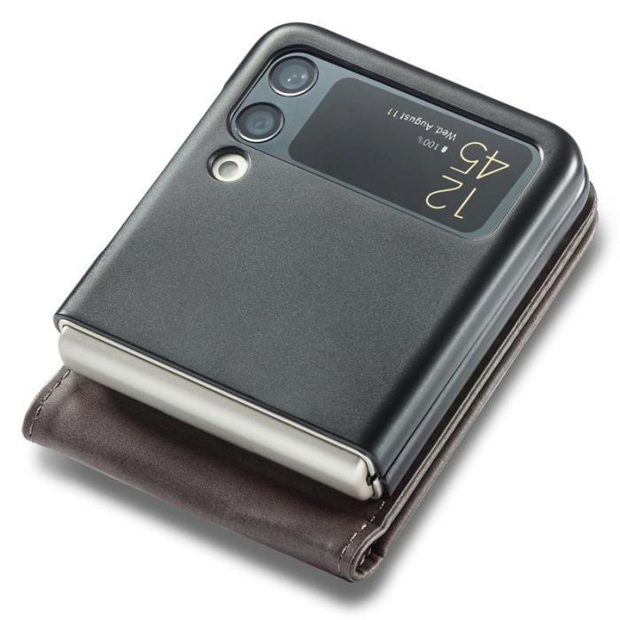 LC.imeeke - LC.IMEEKE Samsung Galaxy Z Flip4 Fodral Äkta läder - Grå