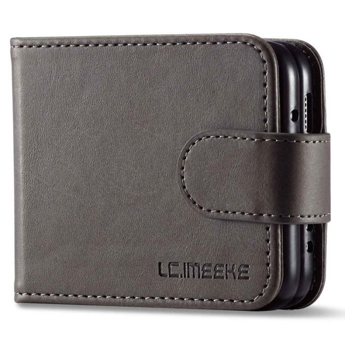 LC.imeeke - LC.IMEEKE Samsung Galaxy Z Flip4 Fodral Äkta läder - Grå