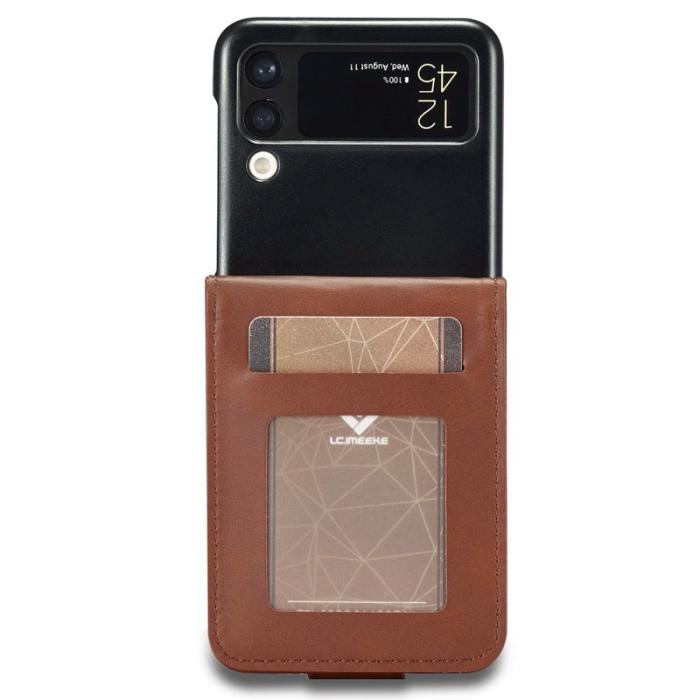 LC.imeeke - LC.IMEEKE Samsung Galaxy Z Flip4 Fodral Äkta läder - Mörkbrun