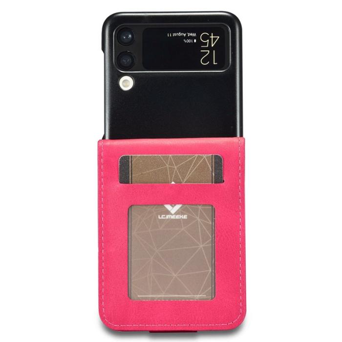 LC.imeeke - LC.IMEEKE Samsung Galaxy Z Flip4 Fodral Äkta läder - Rosa