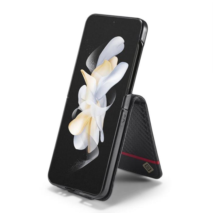 LC.imeeke - LC.IMEEKE Samsung Galaxy Z Flip4 Fodral - Äkta läder - Svart