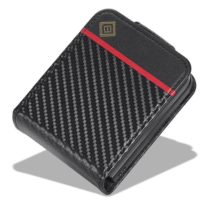 LC.imeeke - LC.IMEEKE Samsung Galaxy Z Flip4 Fodral - Äkta läder - Svart