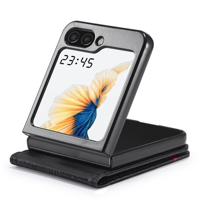 LC.imeeke - LC.IMEEKE Samsung Galaxy Z Flip5 Fodral Äkta läder - Vit