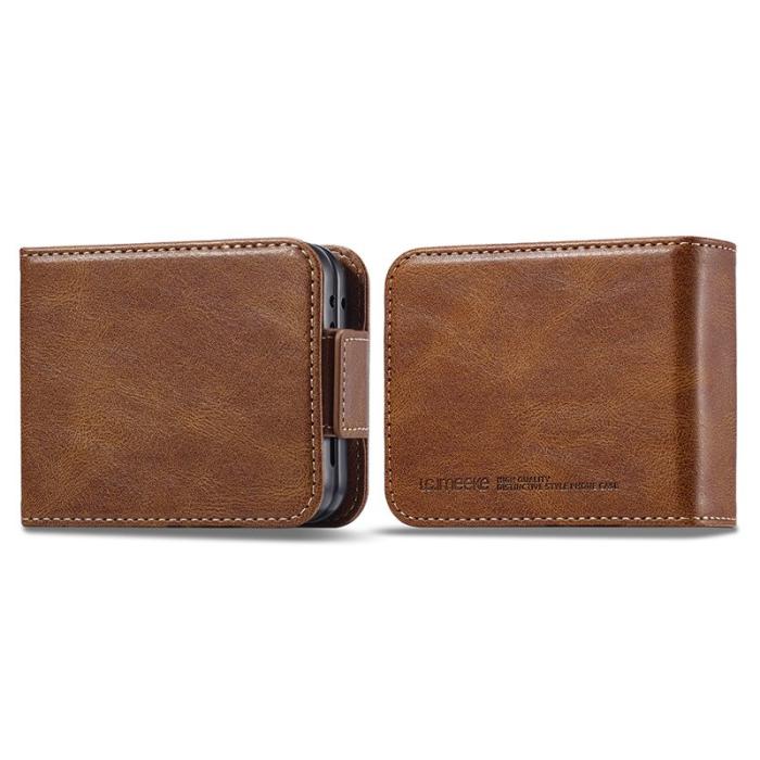 LC.imeeke - LC.IMEEKE Samsung Galaxy Z Flip5 Fodral PU Läder - Brun