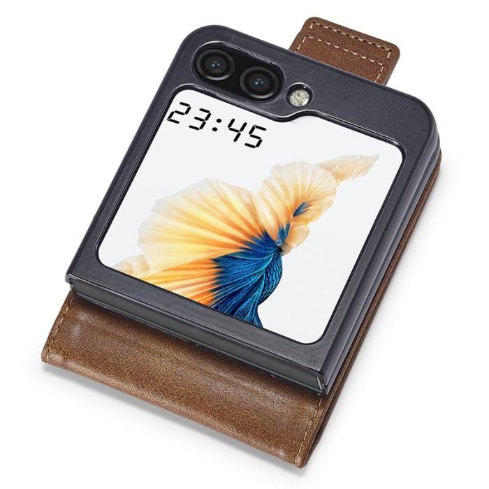 LC.imeeke - LC.IMEEKE Samsung Galaxy Z Flip5 Fodral PU Läder - Brun