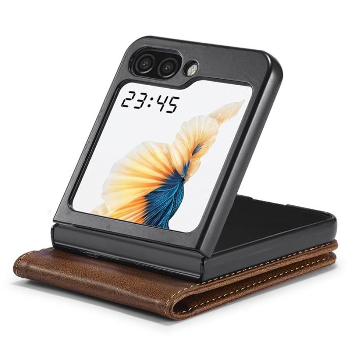 LC.imeeke - LC.IMEEKE Samsung Galaxy Z Flip5 Fodral PU Läder - Brun