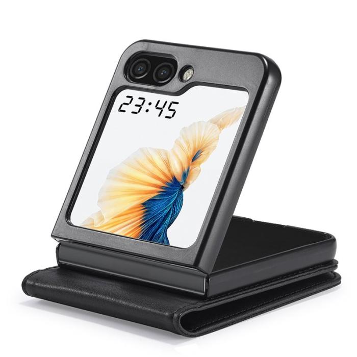 LC.imeeke - LC.IMEEKE Samsung Galaxy Z Flip5 Fodral PU Läder - Svart