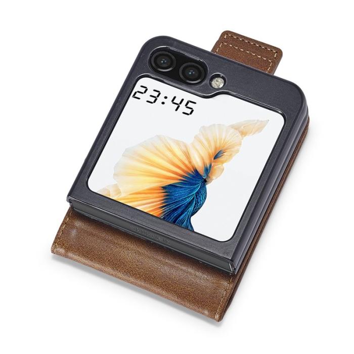 LC.imeeke - LC.IMEEKE Samsung Galaxy Z Flip7 FE Fodral PU Läder - Brun