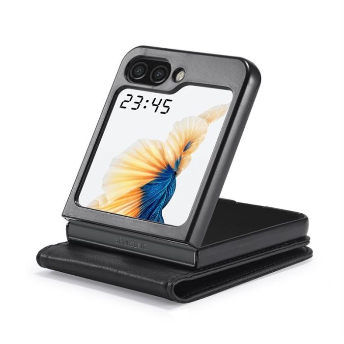 LC.imeeke - LC.IMEEKE Samsung Galaxy Z Flip7 FE Fodral PU Läder - Svart