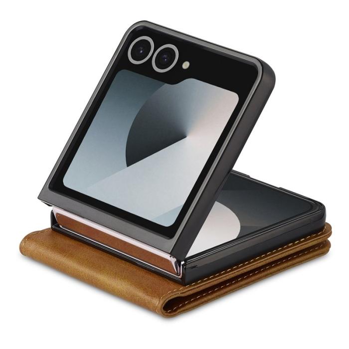 LC.imeeke - LC.IMEEKE Samsung Galaxy Z Flip7 Fodral Äkta läder - Gul