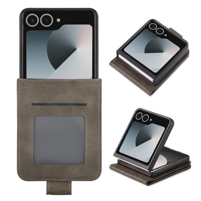 LC.imeeke - LC.IMEEKE Samsung Galaxy Z Flip7 Fodral PU Läder - Grå