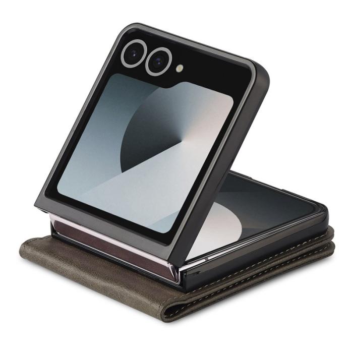 LC.imeeke - LC.IMEEKE Samsung Galaxy Z Flip7 Fodral PU Läder - Grå