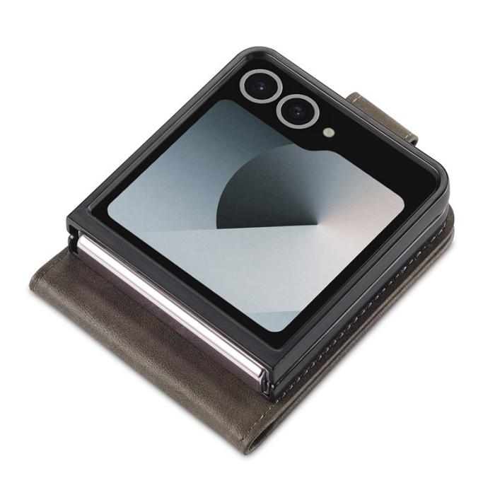 LC.imeeke - LC.IMEEKE Samsung Galaxy Z Flip7 Fodral PU Läder - Grå