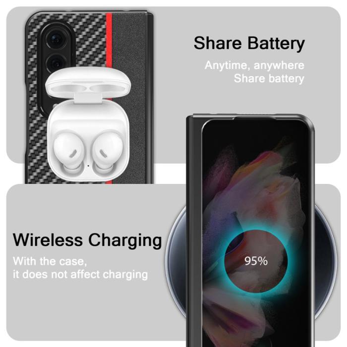 LC.imeeke - LC.IMEEKE Samsung Galaxy Z Fold3 Fodral - PU Läder - Svart