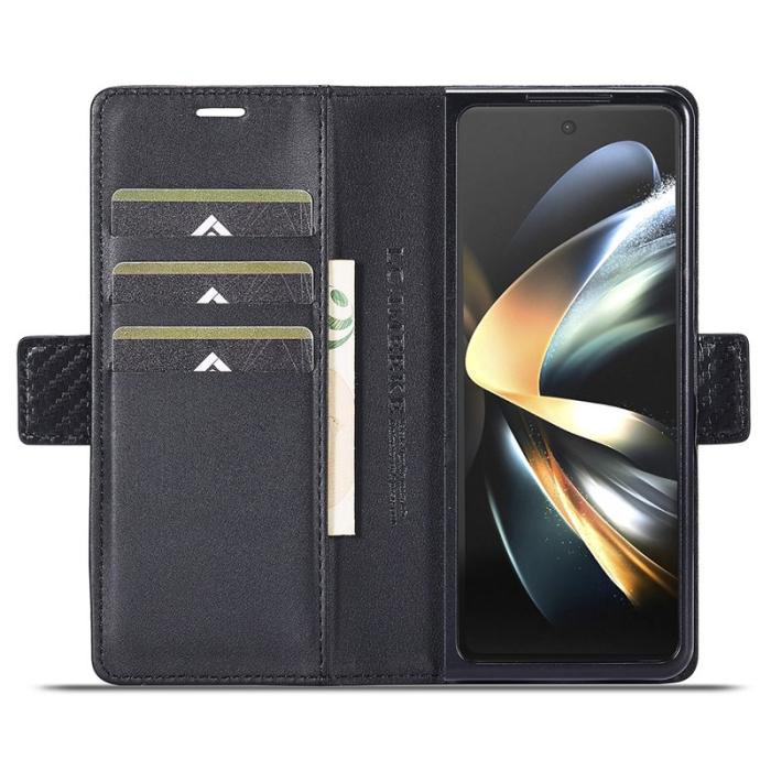 LC.imeeke - LC.IMEEKE Samsung Galaxy Z Fold4 5G Fodral Äkta läder - Svart