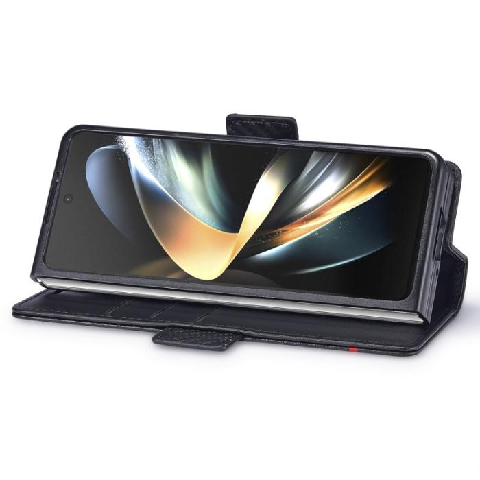 LC.imeeke - LC.IMEEKE Samsung Galaxy Z Fold4 5G Fodral Äkta läder - Svart