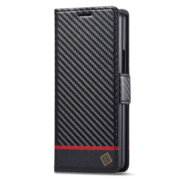 LC.imeeke - LC.IMEEKE Samsung Galaxy Z Fold4 5G Fodral Äkta läder - Svart