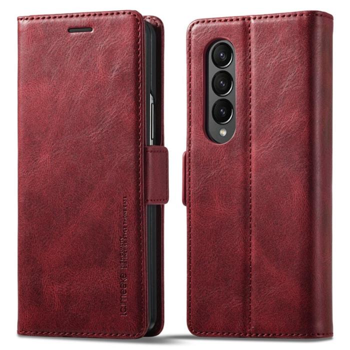LC.imeeke - LC.IMEEKE Samsung Galaxy Z Fold4 Fodral Äkta läder - Röd