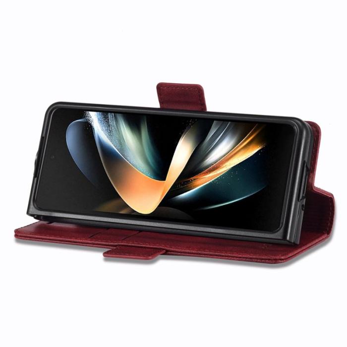 LC.imeeke - LC.IMEEKE Samsung Galaxy Z Fold4 Fodral Äkta läder - Röd