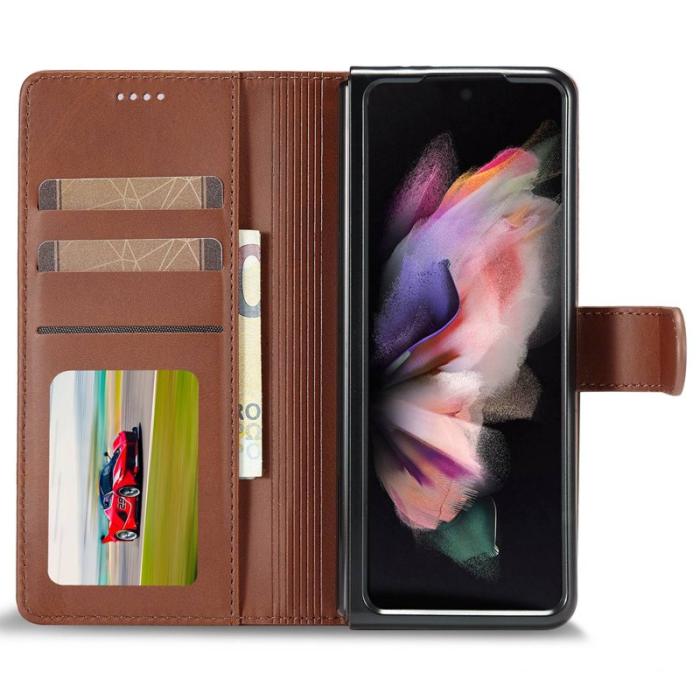 LC.imeeke - LC.IMEEKE Samsung Galaxy Z Fold4 Fodral PU Läder - Brun