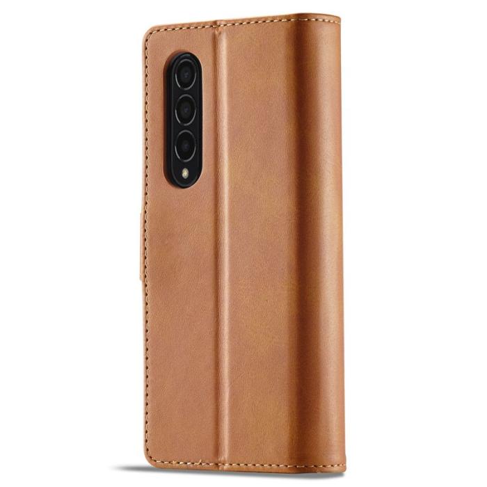LC.imeeke - LC.IMEEKE Samsung Galaxy Z Fold4 Fodral PU Läder - Ljusbrun