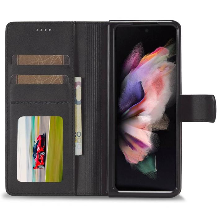 LC.imeeke - LC.IMEEKE Samsung Galaxy Z Fold4 Fodral PU Läder - Svart