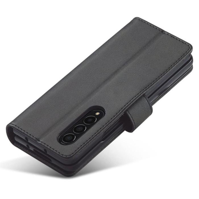 LC.imeeke - LC.IMEEKE Samsung Galaxy Z Fold4 Fodral PU Läder - Svart