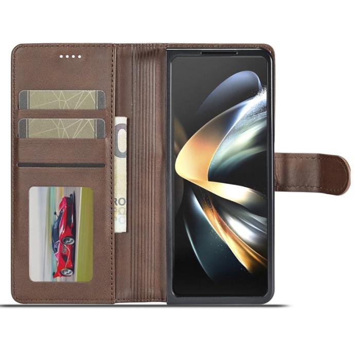 LC.imeeke - LC.IMEEKE Samsung Galaxy Z Fold5 Fodral Äkta läder - Brun