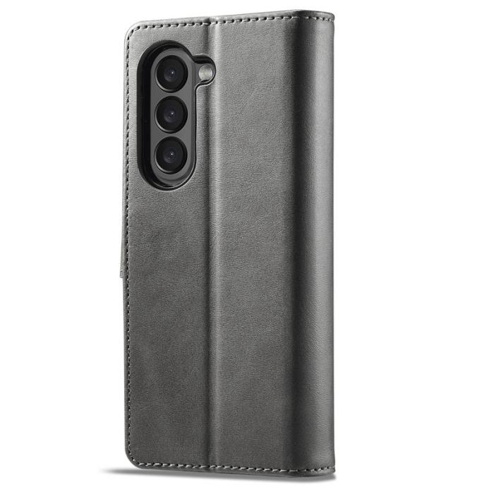 LC.imeeke - LC.IMEEKE Samsung Galaxy Z Fold5 Fodral Äkta läder - Grå