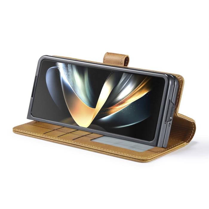 LC.imeeke - LC.IMEEKE Samsung Galaxy Z Fold5 Fodral Äkta läder - Gul