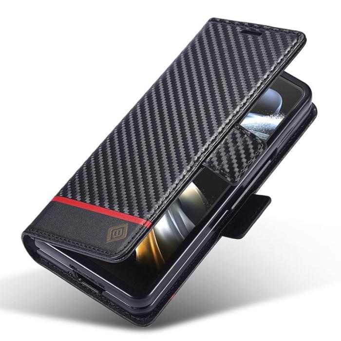 LC.imeeke - LC.IMEEKE Samsung Galaxy Z Fold5 Fodral Äkta läder - Horisontell Rand