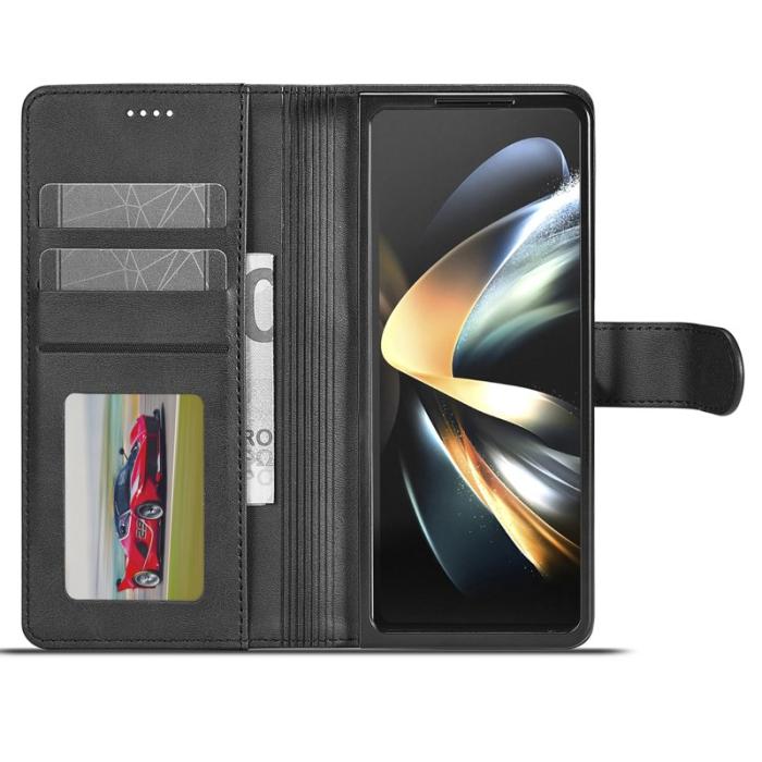 LC.imeeke - LC.IMEEKE Samsung Galaxy Z Fold5 Fodral Äkta läder - Svart