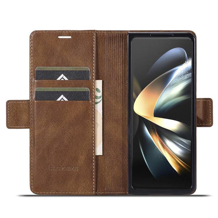 LC.imeeke - LC.IMEEKE Samsung Galaxy Z Fold5 Fodral Wallet PU Läder - Brun