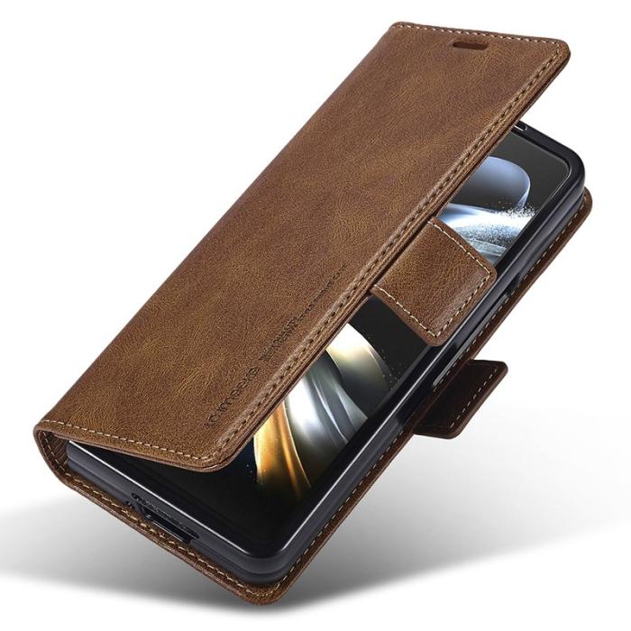LC.imeeke - LC.IMEEKE Samsung Galaxy Z Fold5 Fodral Wallet PU Läder - Brun