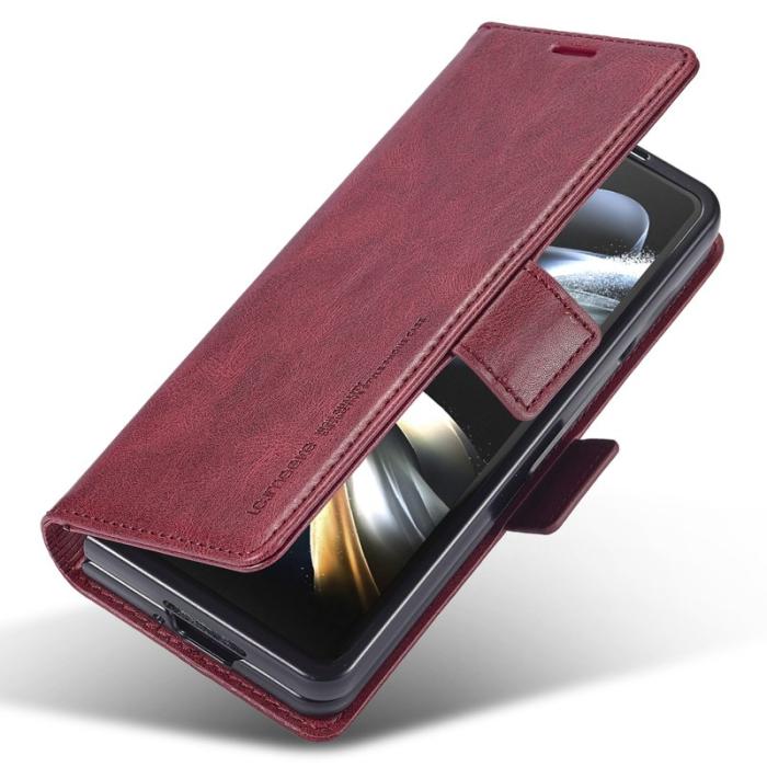 LC.imeeke - LC.IMEEKE Samsung Galaxy Z Fold5 Fodral Wallet PU Läder - Röd