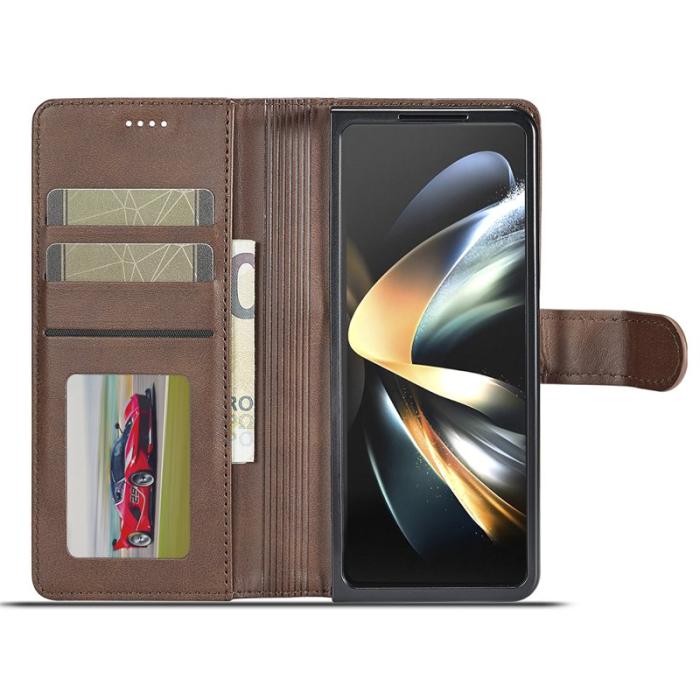 LC.imeeke - LC.IMEEKE Samsung Galaxy Z Fold6 Fodral Äkta läder - Brun