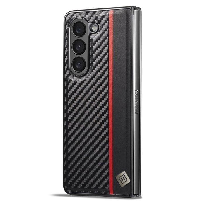 LC.imeeke - LC.IMEEKE Samsung Galaxy Z Fold6 Fodral Äkta läder - Svart