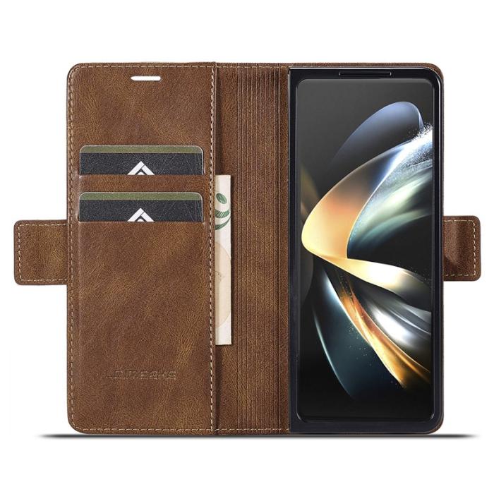 LC.imeeke - LC.IMEEKE Samsung Galaxy Z Fold6 Plånboksfodral Konstläder - Brun