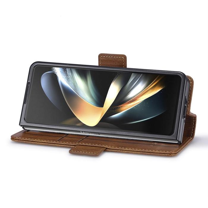 LC.imeeke - LC.IMEEKE Samsung Galaxy Z Fold6 Plånboksfodral Konstläder - Brun