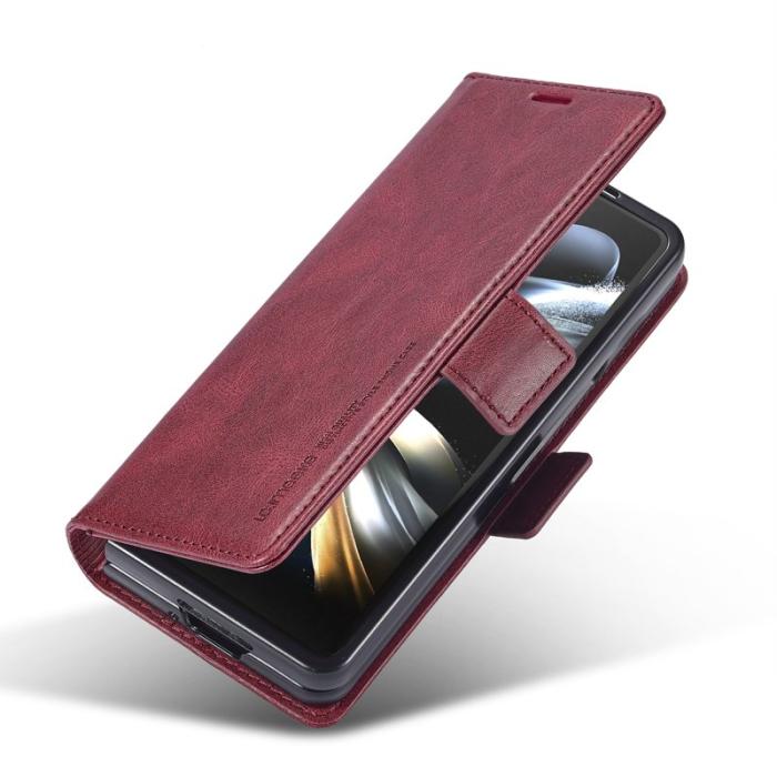 LC.imeeke - LC.IMEEKE Samsung Galaxy Z Fold6 Plånboksfodral Konstläder - Röd