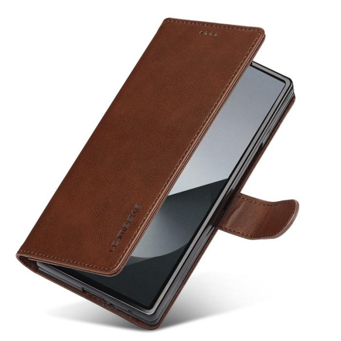 LC.imeeke - LC.IMEEKE Samsung Galaxy Z Fold7 Fodral Äkta läder - Brun