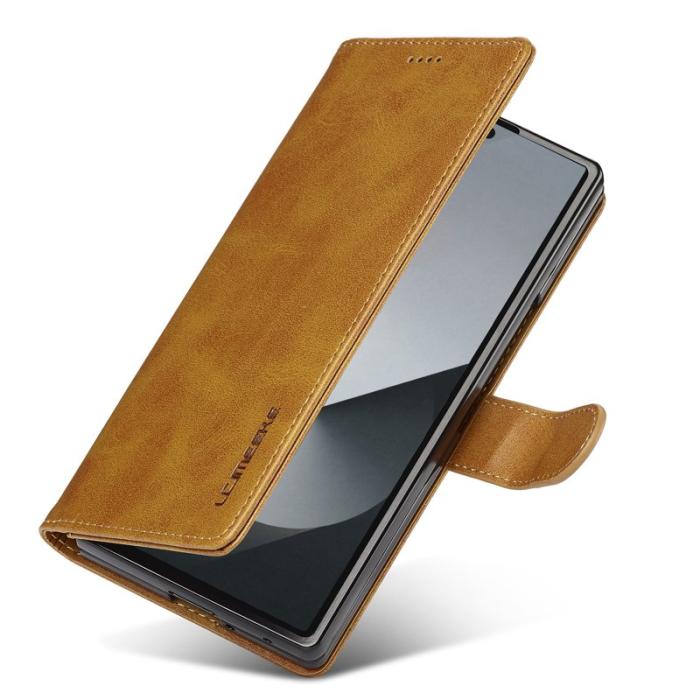 LC.imeeke - LC.IMEEKE Samsung Galaxy Z Fold7 Fodral Äkta läder - Gul