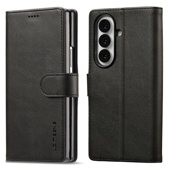 LC.imeeke - LC.IMEEKE Samsung Galaxy Z Fold7 Fodral PU Läder - Svart