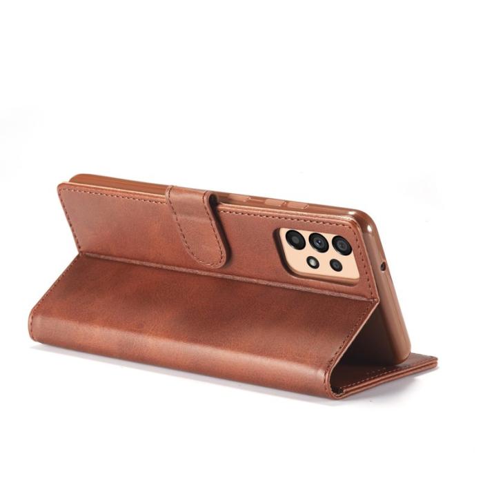 LC.imeeke - LC.IMEEKE Textured Leather Wallet Fodral för Samsung Galaxy A33 5G - Kaffe