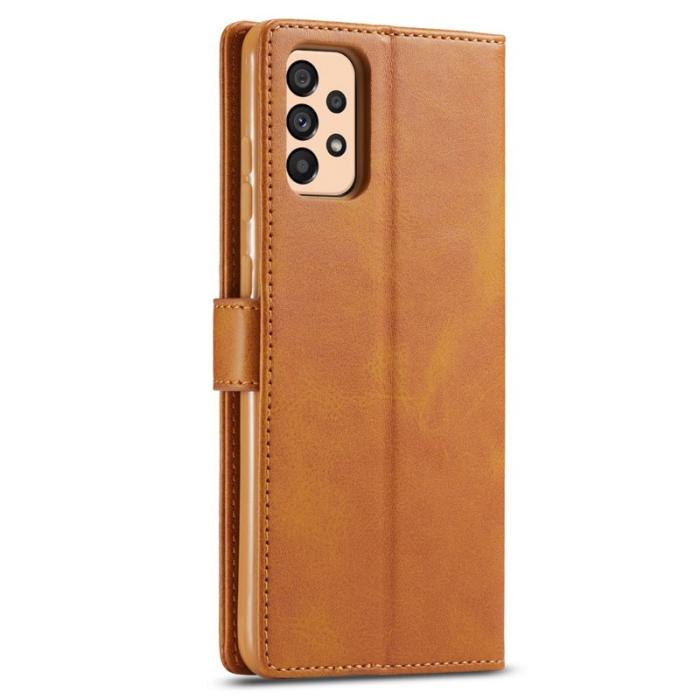 LC.imeeke - LC.IMEEKE Textured Leather Wallet Fodral för Samsung Galaxy A33 5G - Ljusbrun