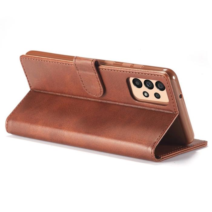 LC.imeeke - LC.IMEEKE Textured Leather Wallet Fodral för Samsung Galaxy A33 5G - Ljusbrun