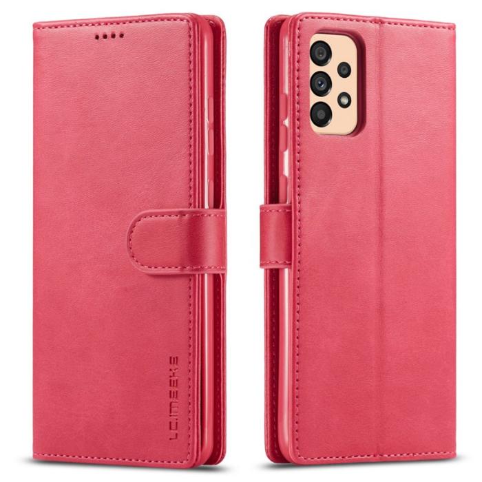 LC.imeeke - LC.IMEEKE Textured Leather Wallet Fodral Samsung Galaxy A33 5G - Röd